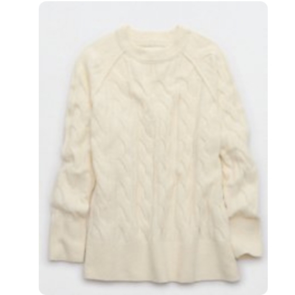 Aerie Natural Cable Knit Sweater